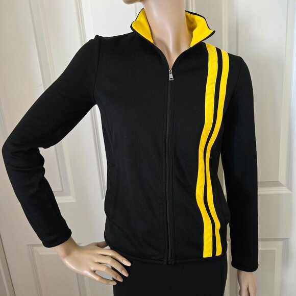Lauren Ralph Lauren Lauren Active Full Zip Track Jacket SZ XS Black Yellow - Picture 1 of 7